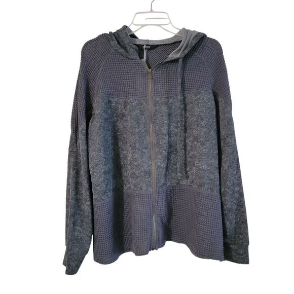 DOKOTOO Gray Textured Zip-Up Hoodie size M - Picture 1 of 6